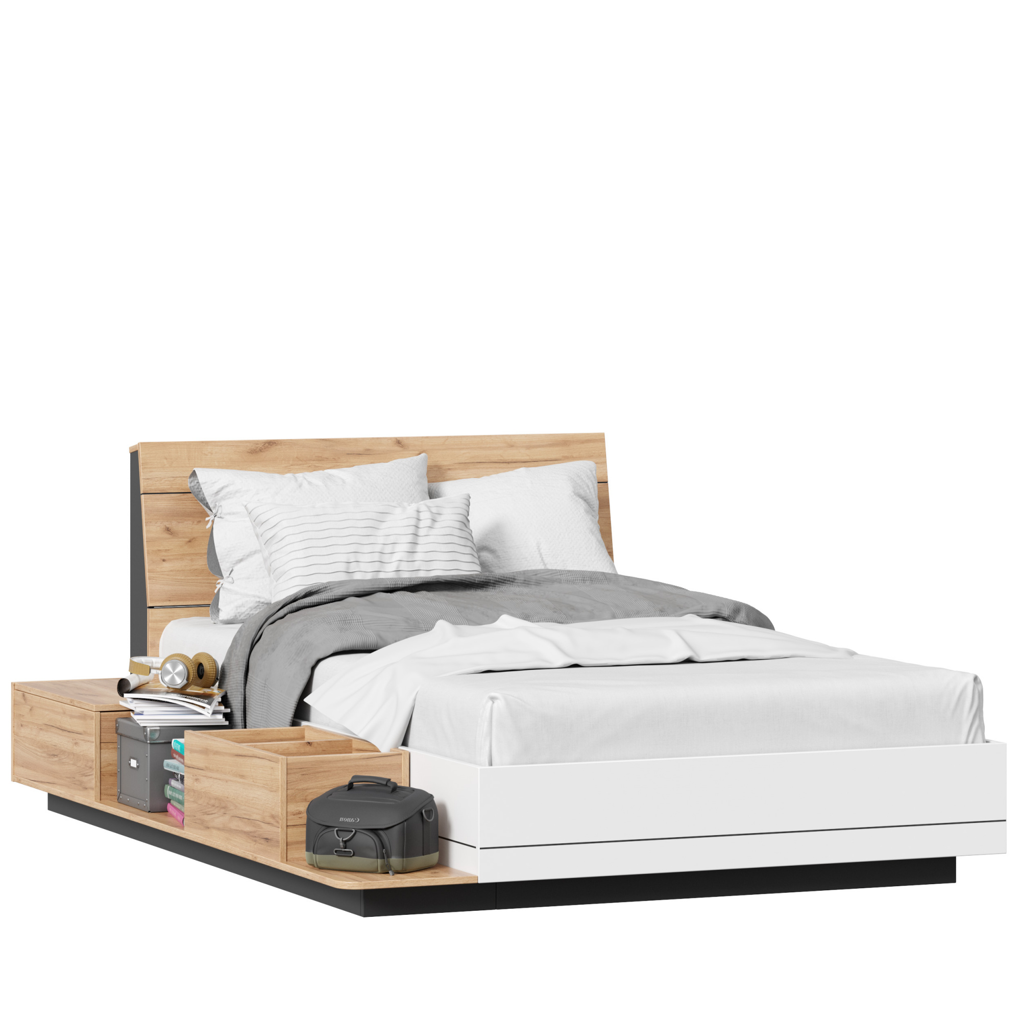 Кровать полутороспальная 120х200 с матрасом и ящиком для белья